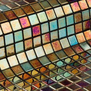 Oxide metallic glass mosaic tile