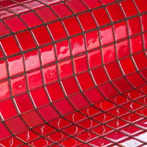 Ruby red metallic glass mosaic tile